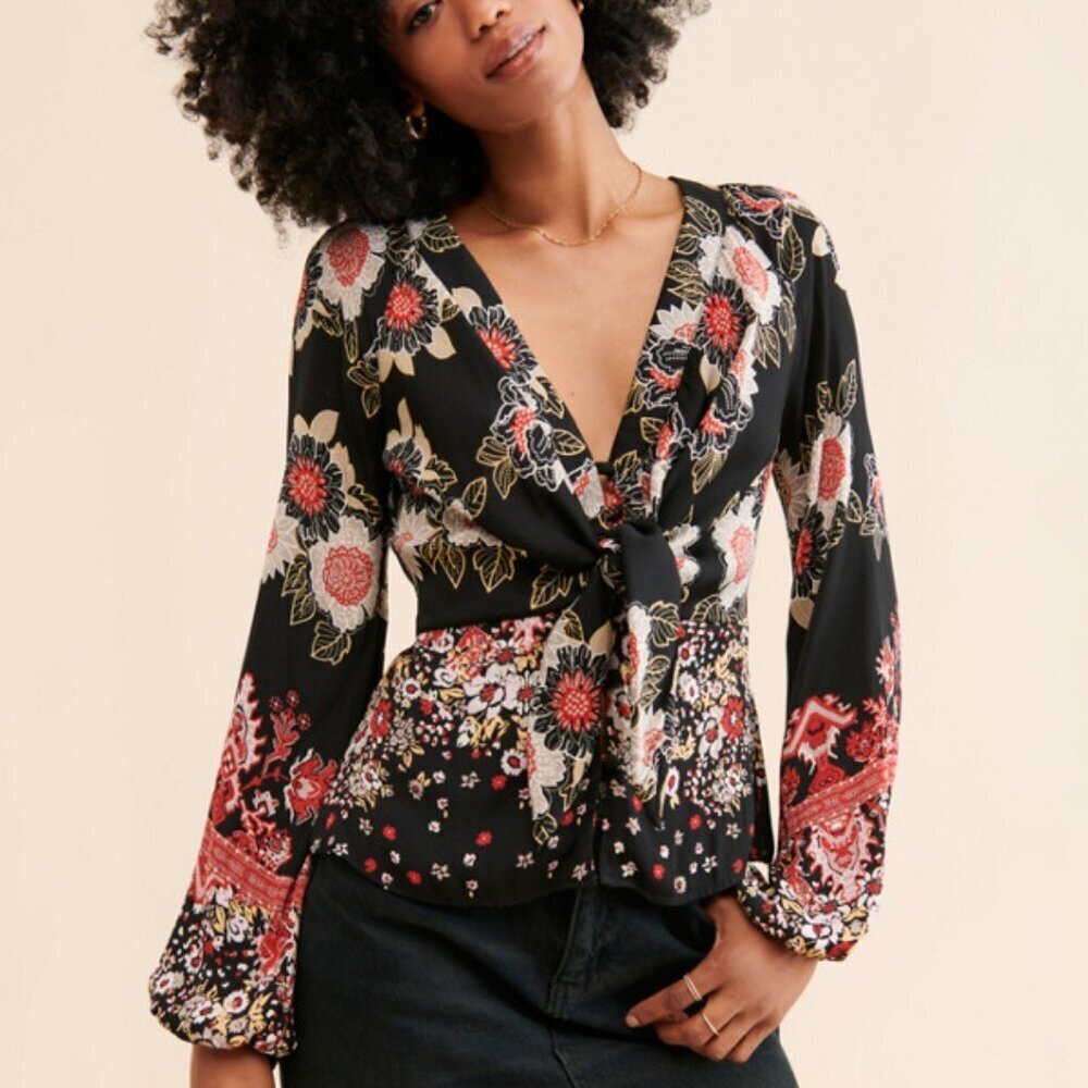 Free People Run Free Print Shirt